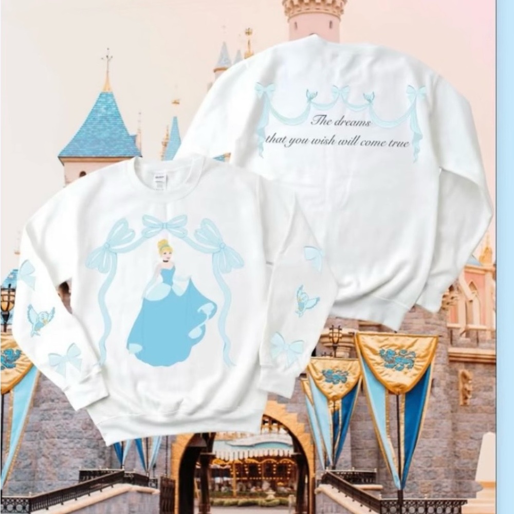 Heffalumps White and Blue Cinderella Sweatshirt - L